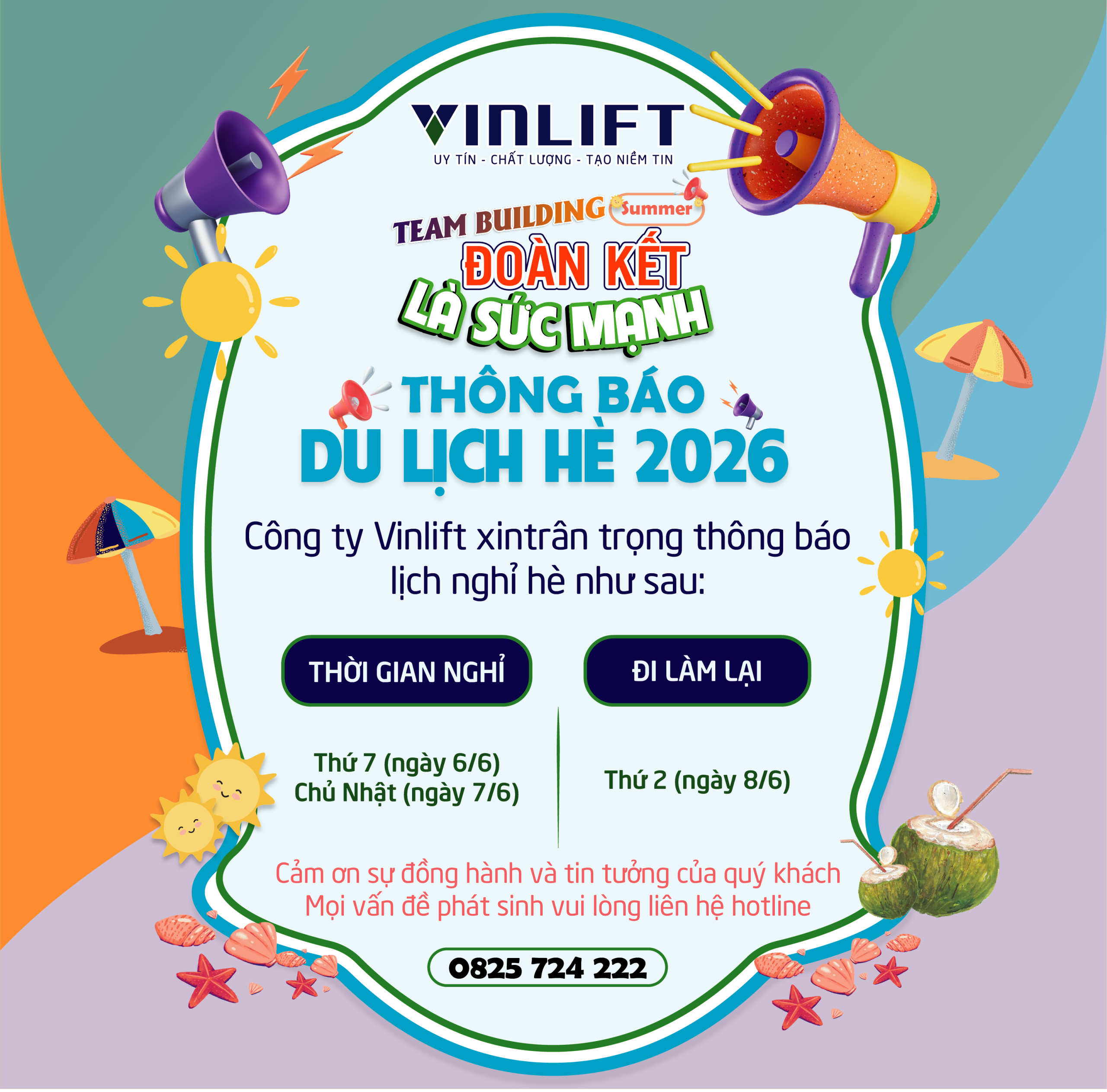 Vinlift Thông Báo Lịch Nghỉ Hè Và Team Building Summer 2026