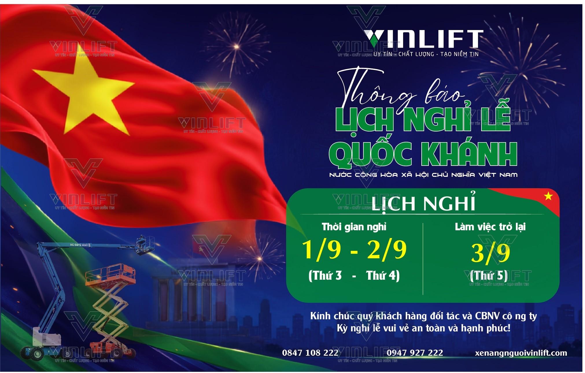 Vinlift Thông Báo Nghỉ Lễ Quốc Khánh 2/9