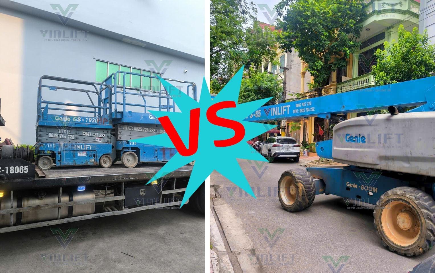 Sự Khác Biệt Kỹ Thuật Giữa Xe Nâng Người Cần Vươn Và Xe Nâng Cắt Kéo Bạn Cần Lưu Ý